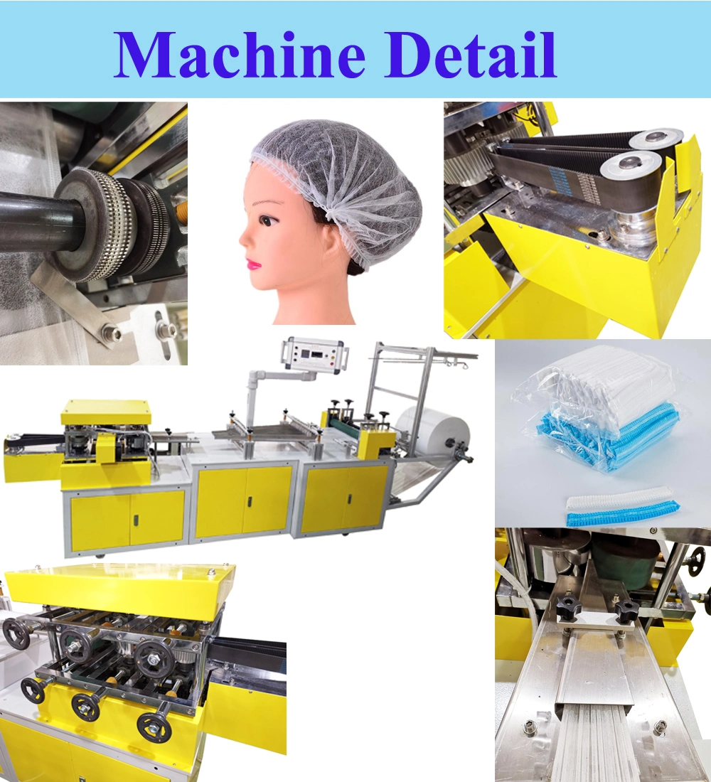 Disposable Non Woven Strip Bouffant Head Cover Hair Clip Cap Making Machine Customized Color