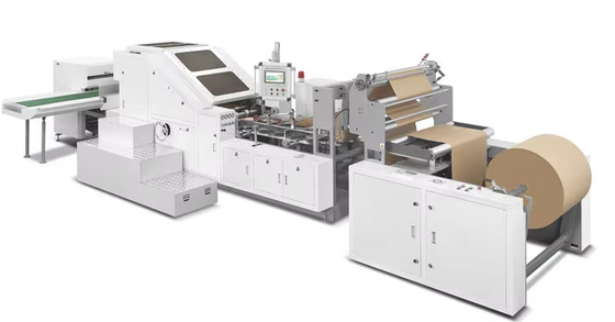 Automatyczna maszyna do produkcji papierowych toreb na zakupy z opcjonalną jednostką fleksograficzną, kompatybilna z materiałami foliowymi PE HDPE LDPE