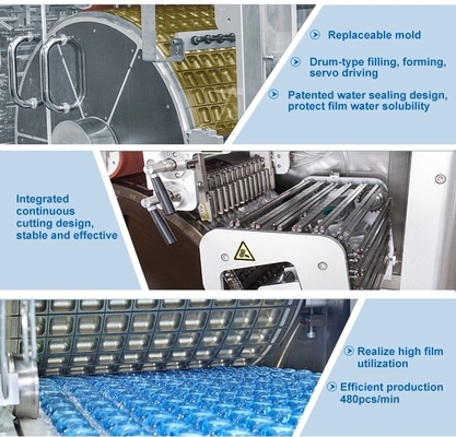 Automatyczna maszyna do pakowania kapsułek w torebkach PVA Rozpuszczalny w wodzie detergent do prania folii